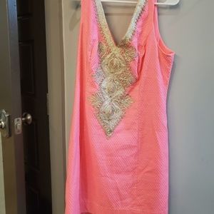Coral and gold trimmed Lilly Pulitzer